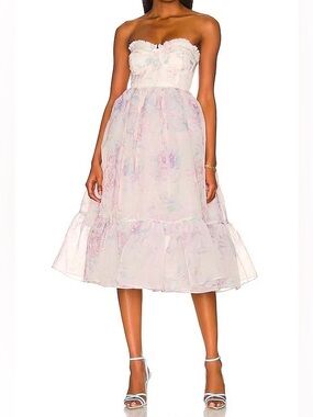 SELKIE  French Corset Puff Dress in Champagne size M WNT